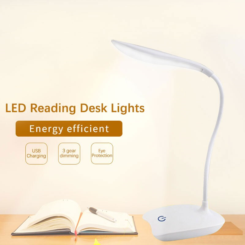LED سطح المكتب مصباح مكتبي USB قابلة للشحن الإضاءة حماية العين غرفة ليلة ضوء غرفة نوم السرير طالب القراءة مصباح