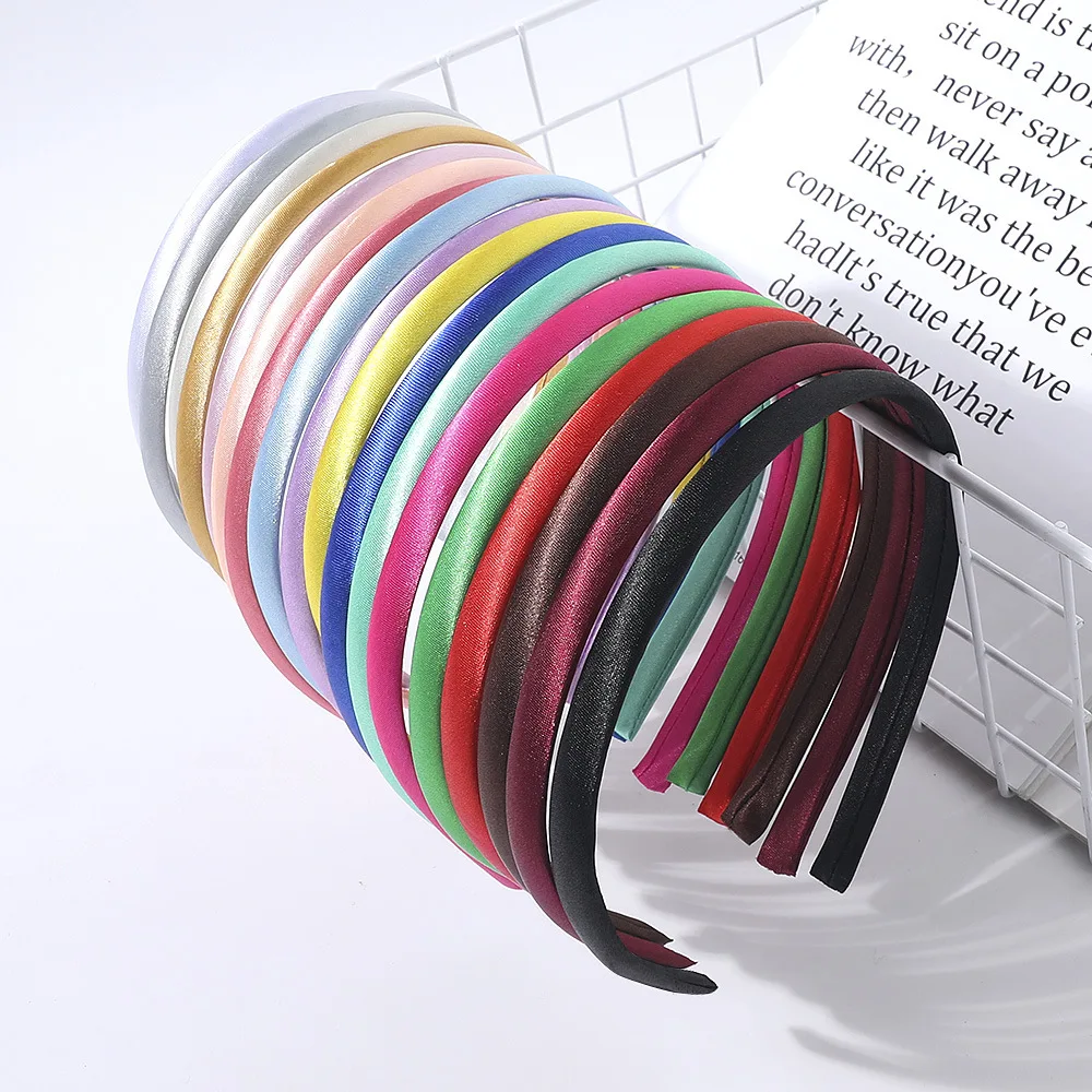 10 مللي متر الساتان عقال النساء الفتيات النسيج المغطاة الراتنج العصابات الشعر البلاستيك Headbands الاطفال أربطة مرنة إكسسوارات الشعر طوق الشعر