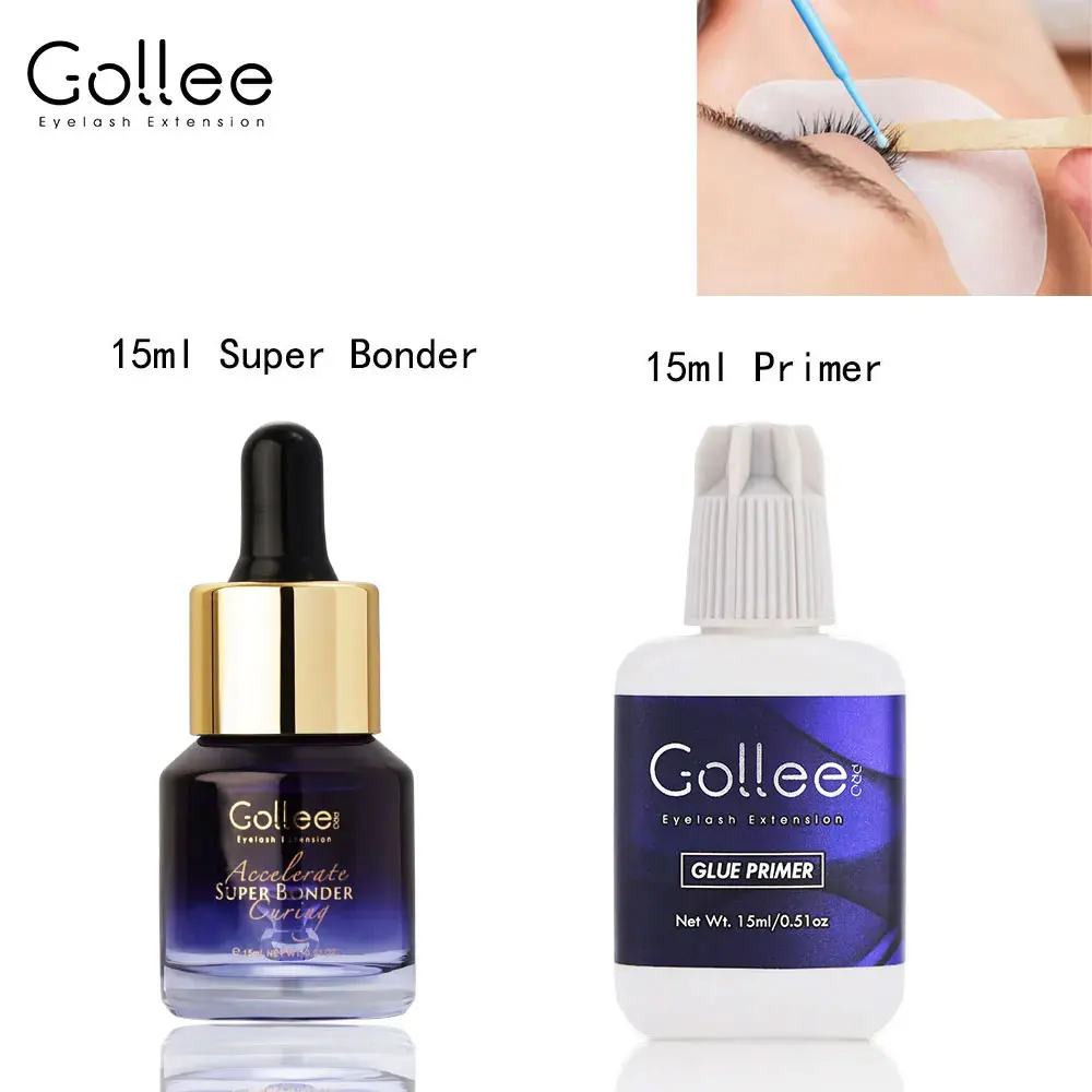 Gollee رمش ملحقات الغراء 15 مللي رمش التطهير التمهيدي سوبر الترابط دائم لاش تمديد التمهيدي المهنية لاصق