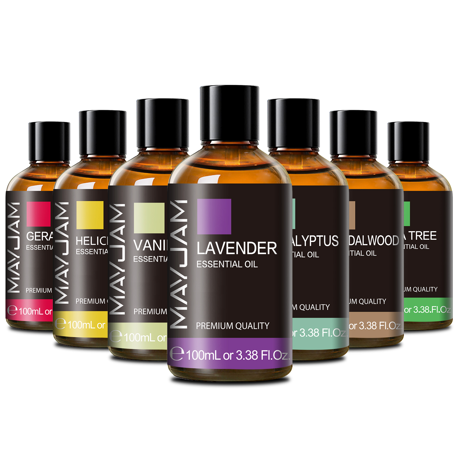 MAYJAM 100 مل زيت عطري نقي مع قطارة زجاجية، زيوت عطرية للعلاج العطري باللافندر والأوكالبتوس وإكليل الجبل وزيت عطري الفانيليا