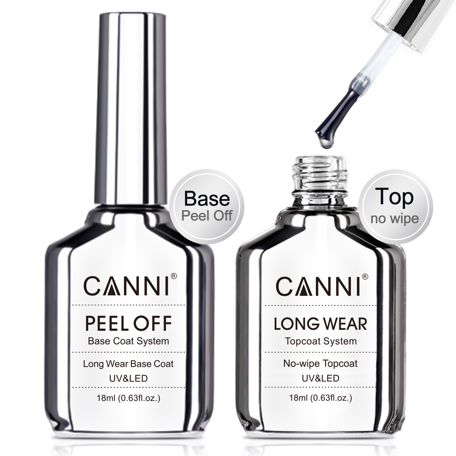 Canni TPO الحرة هيما الحرة 18 مللي ملابس طويلة الماس Nowipe معطف فوقي Peeloff قاعدة معطف نقع قبالة الأشعة فوق البنفسجية LED هلام البولندية مسمار مانيكير