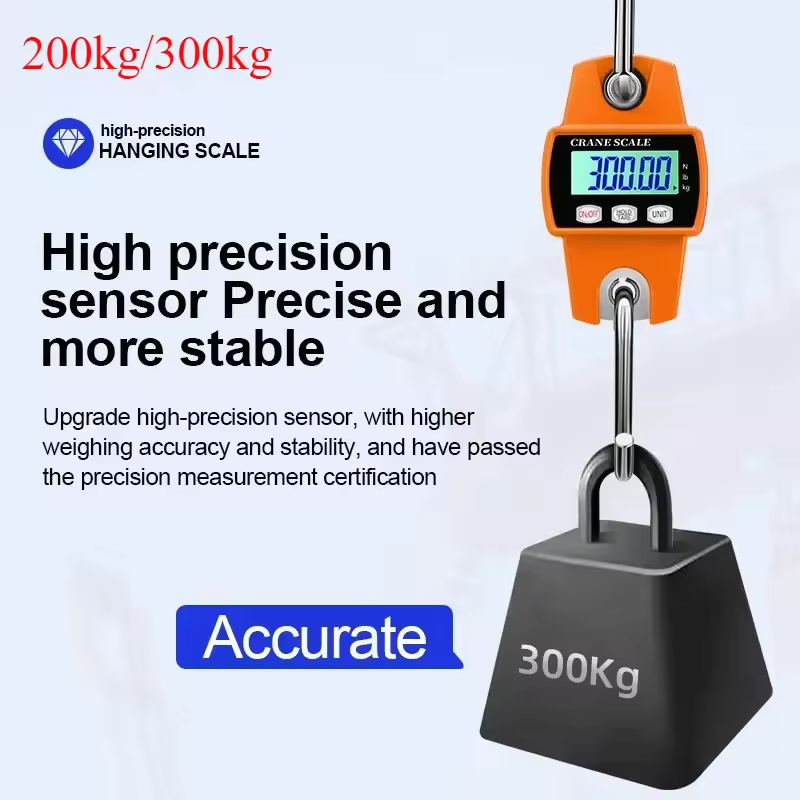 ميزان رقمي متعدد الوظائف 200/300 كجم بشاشة LCD محمول باليد لقياس الوزن للحقائب، وصيد الأسماك، والدراجات، واختبار الأحمال الصناعية