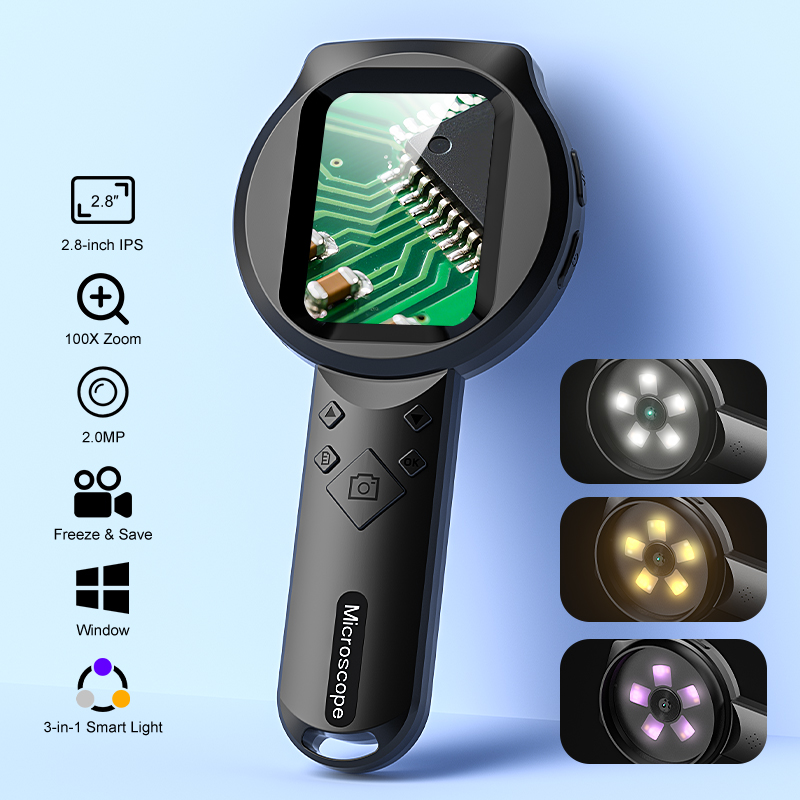 100X المكبر الرقمي المحمول 1080P HD المجهر 2.8 بوصة IPS يده عدسة مكبرة لإصلاح الإلكترونيات تحقق المجوهرات