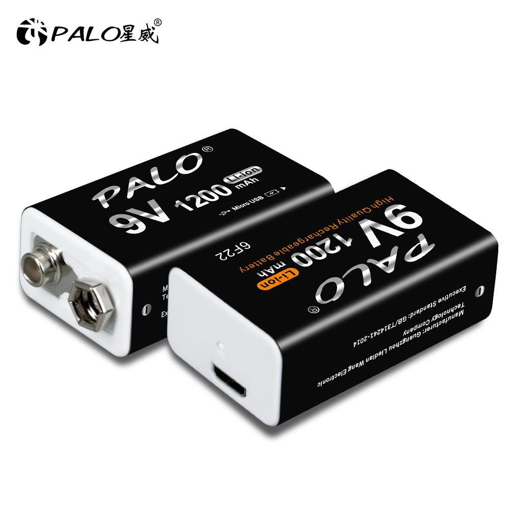 بالو 9 فولت بطارية قابلة للشحن 1200 مللي أمبير USB نوع-C قابلة للشحن 6F22 9 فولت بطارية ليثيوم أيون ل RC هليكوبتر نموذج لعبة متعددة