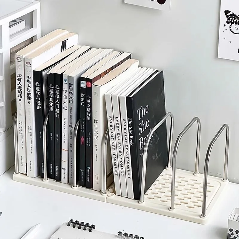 رف كتب مكتبي بقاعدة غير قابلة للانزلاق، منظم مكتب حديث وبسيط، رف تخزين لطاولة الدراسة