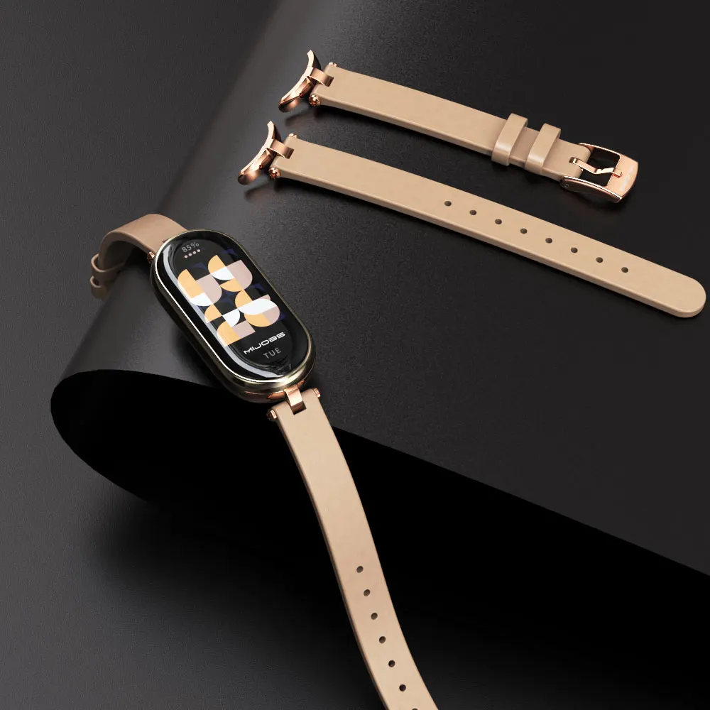 حزام لـ Mi Band 10 9 8 7 6 5 حزام الساعات لـ Xiaomi Mi Smart Band 9 حزام لـ Mi Band 8 سوار معصم من الجلد لـ Mi Band 7 Correa