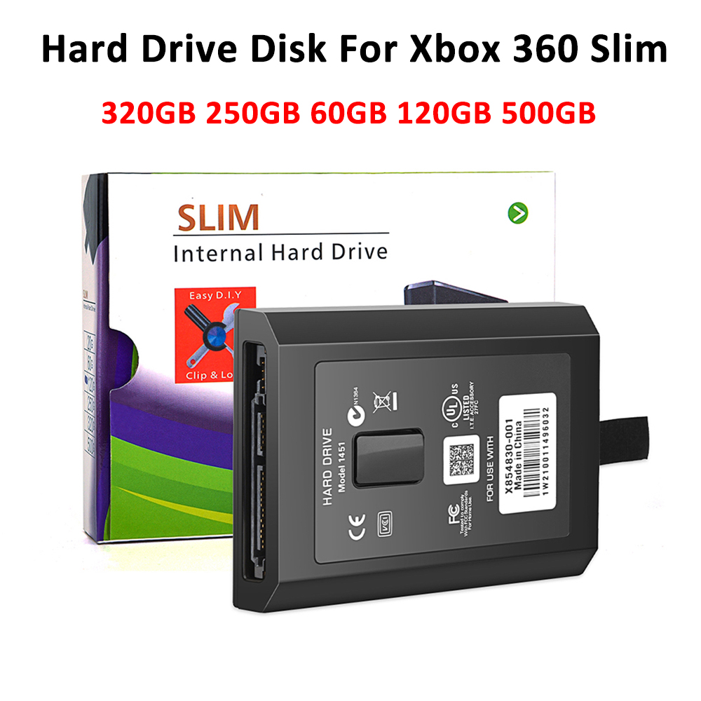 قرص صلب 320 جيجابايت 250 جيجابايت 60 جيجابايت 120 جيجابايت 500 جيجابايت لوحدة تحكم الألعاب النحيفة قرص صلب داخلي عالي الدقة لمايكروسوفت XBOX360 سليم