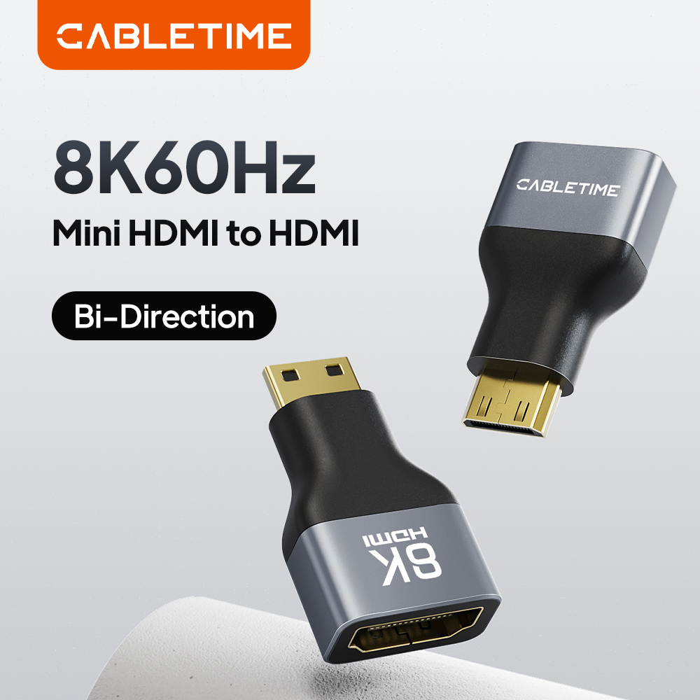 CABLETIME محول HDMI صغير/مايكرو HDMI إلى HDMI محول 8K 60 هرتز لراسبيري بي ZeroW كاميرا الفيديو المحمول HDMI محول صغير