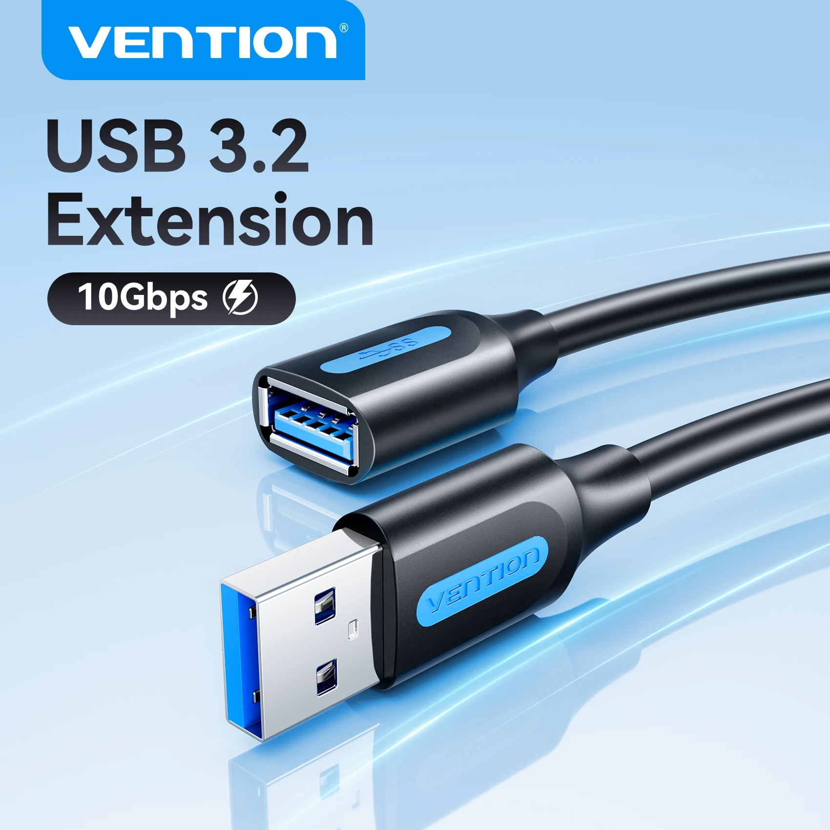كابل تمديد USB 3.2 من فينتيون، سلك بيانات بسرعة 10 جيجابت في الثانية للكمبيوتر والتلفزيون ومحركات الأقراص USB وإكس بوكس ون وSSD، كابل تمديد USB سريع من ذكر إلى أنثى