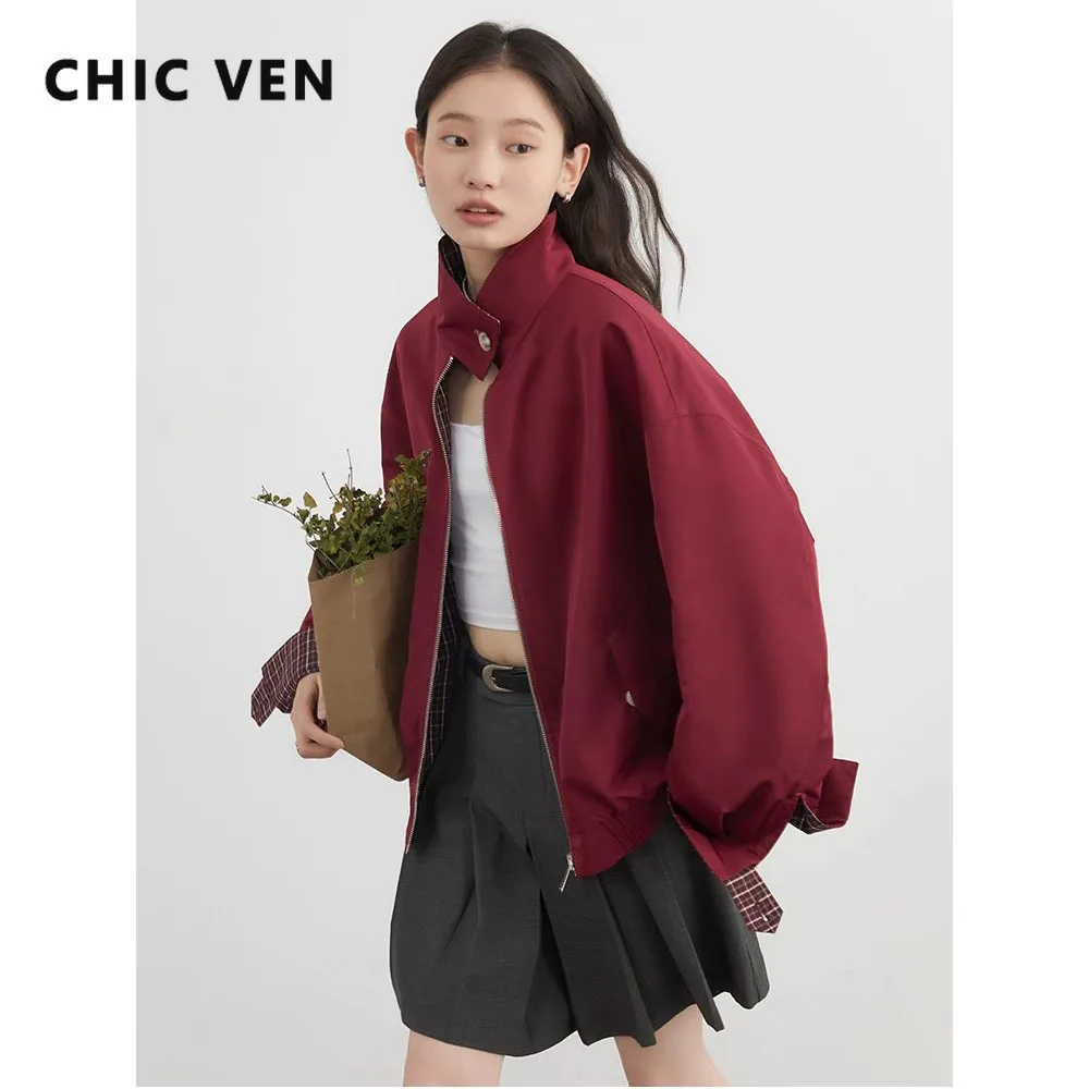جاكيتات نسائية من CHIC VEN، معاطف عمل كاجوال قابلة للعكس بياقة قائمة، ملابس خارجية نسائية لربيع وخريف 2026