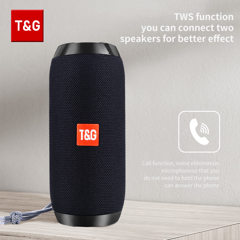 سمّاعات بلوتوث T & G TG117 المحمولة TWS صندوق الصوت مقاوم للماء مكبر الصوت في الهواء الطلق ستيريو مكبرات الصوت المحيطة دعم TF راديو FM