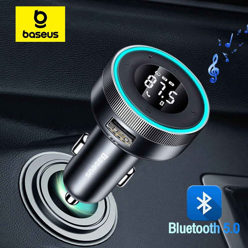 Baseus FM الارسال المغير سيارة سماعة لاسلكية تعمل بالبلوتوث 5.0 USB شاحن سريع السيارات Aux راديو مشغل Mp3 الموسيقى حر اليدين سيارة كيت