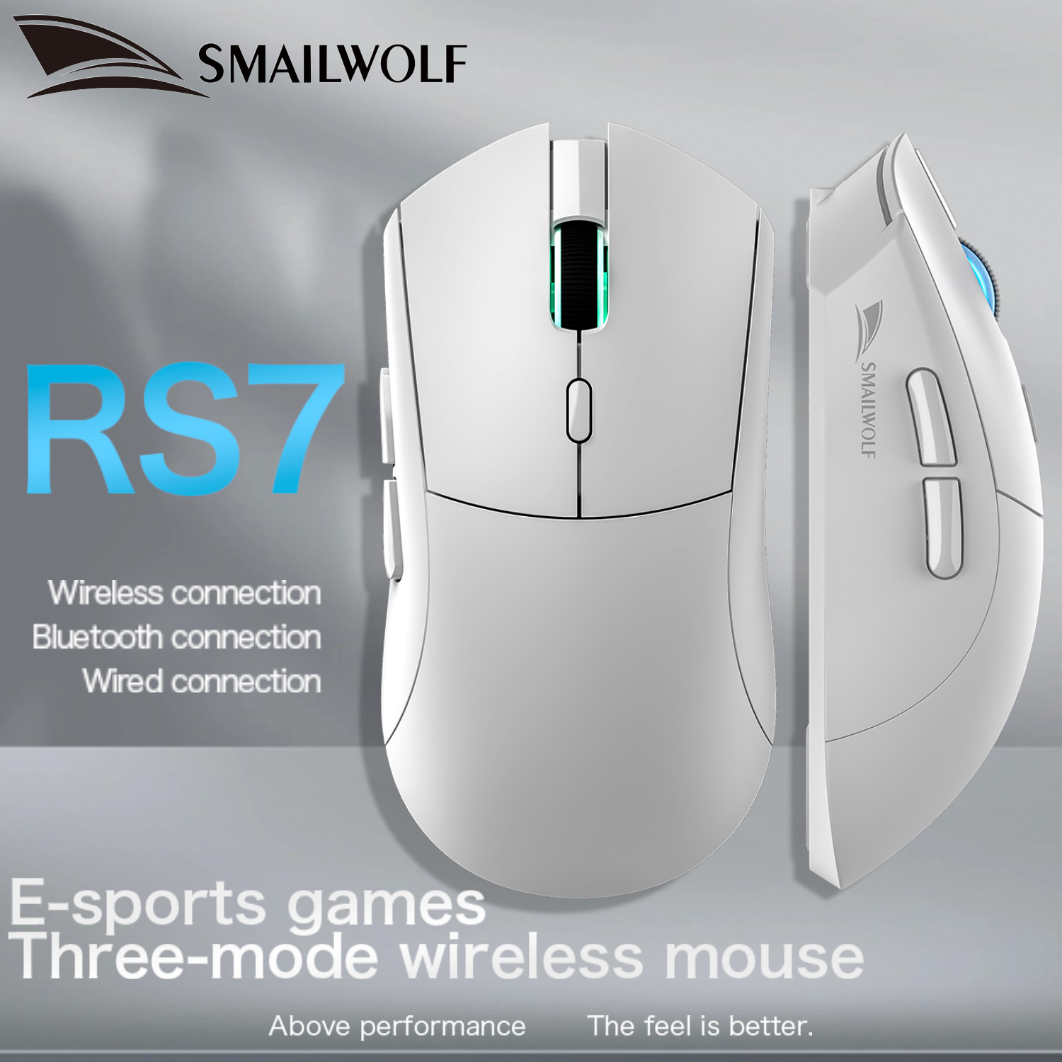 SMAILWOLF RS7 ماوس ألعاب لاسلكي يعمل بالبلوتوث PAW3311 ماكرو سائق كمبيوتر محمول كمبيوتر مكتبي لعبة مكتب 20000 ديسيبل متوحد الخواص