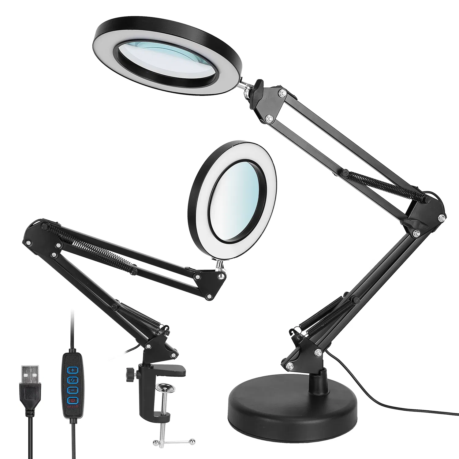 مصباح مكتب بمكبر ضوئي LED 8 مرات مع ذراع متحرك