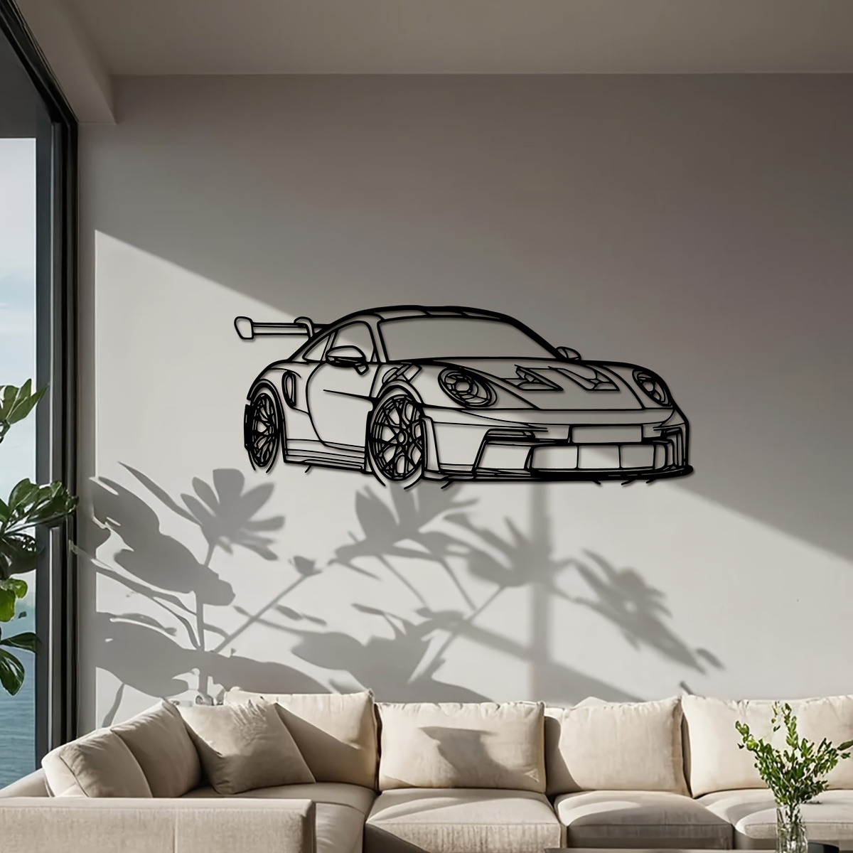 1pc معدن لسيارة سوبركار فن جداري معدني حديث ديكور منزلي حديث ، نقش سيارة سباق ديناميكي ، ديكور سيارة خيار مثالي