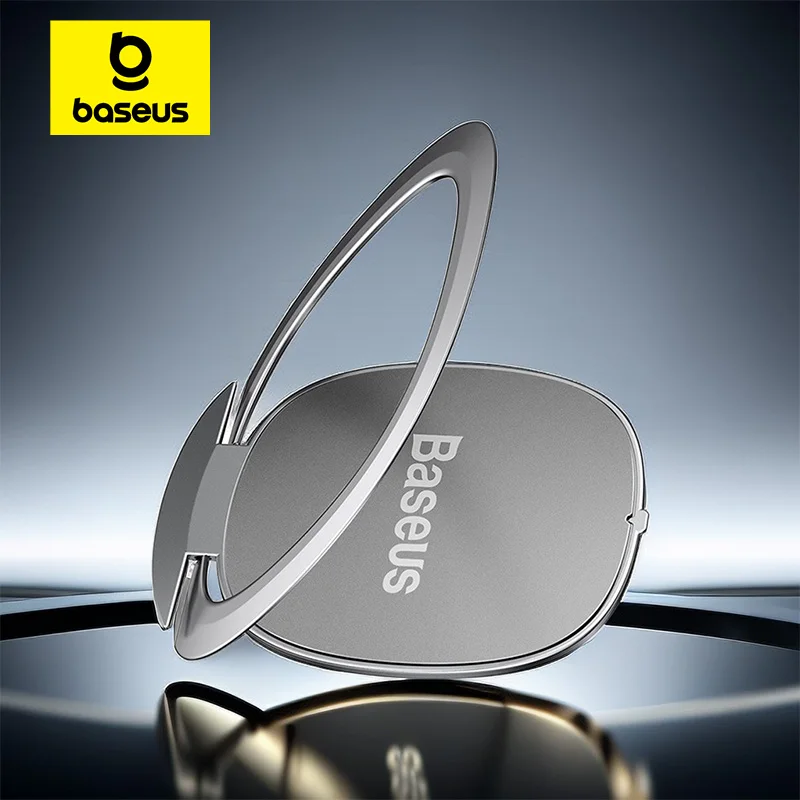Baseus حامل البنصر حامل هاتف معدني قابل للالتصاق حامل مغناطيسي لهاتف iPhone 17 Air Xiaomi Samsung حامل الهاتف المحمول