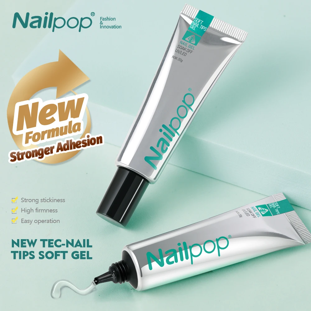 Nailpop Pro نصائح الأظافر الناعمة هلام الغراء 20 جرام لاصق الأظافر وهمية طويلة الأمد نقع قبالة الأشعة فوق البنفسجية هلام طلاء الأظافر منتجات مانيكير للأظافر
