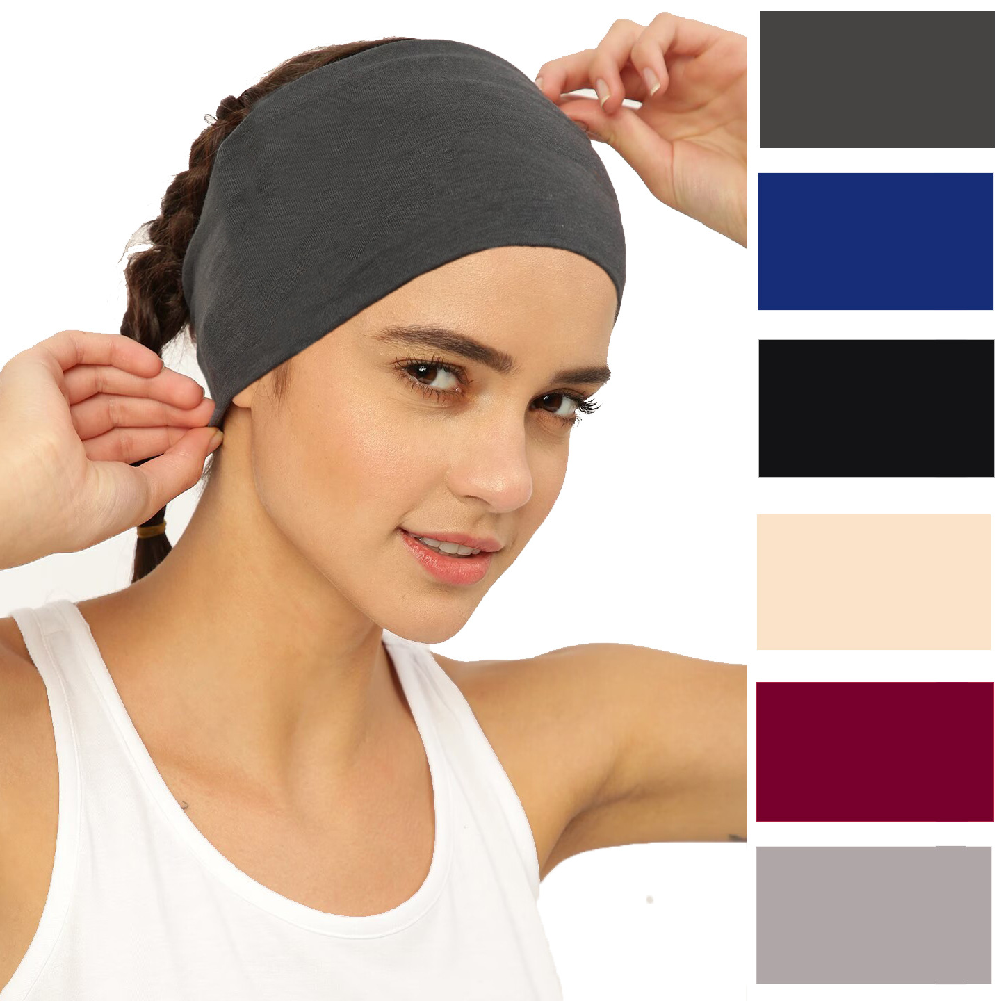 اضافية واسعة Headbands عمامة باندانا عصابات رأس النساء عدم الانزلاق بوهو أغطية الرأس تجريب الشعر الرياضة اليوغا العناية بالبشرة