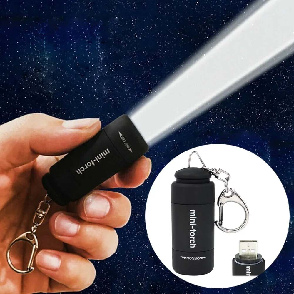 USB قابلة للشحن LED متعددة الوظائف ضوء قوي جيب المفاتيح مصباح يدوي مقاوم للماء المشي لمسافات طويلة التخييم مصباح يدوي صغير