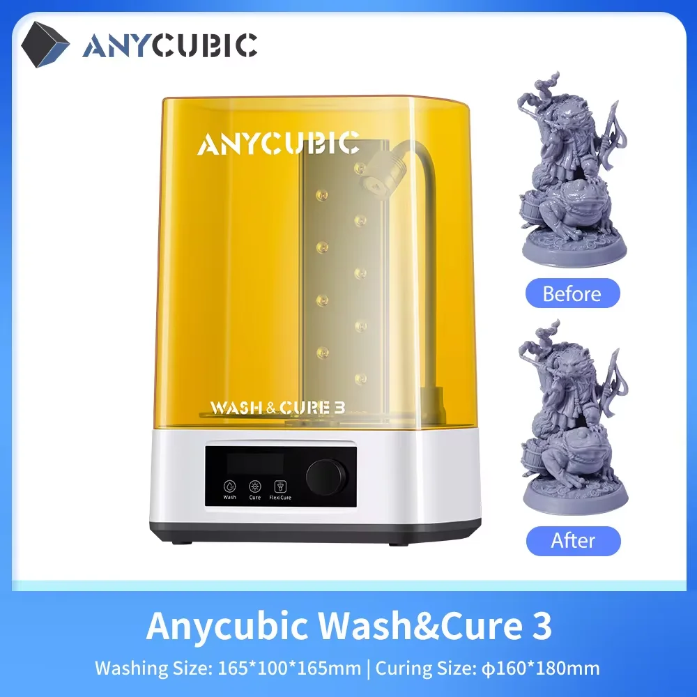 جهاز ANYCUBIC Wash & Cure 3 للغسيل والمعالجة للطابعات ثلاثية الأبعاد التي تعمل بتقنية DLP وSLA وLCD، مناسب لطابعات Photon Mono 4/4 Ultra