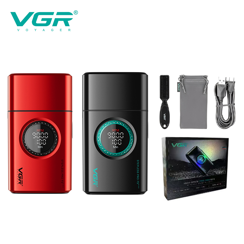 VGR الراقية الرجال ماكينة حلاقة سبيكة الترددية ثلاثة شفرات ماكينة حلاقة LED شاشة ديجيتال ذكية 9000 سرعة الشعر المتقلب V-378
