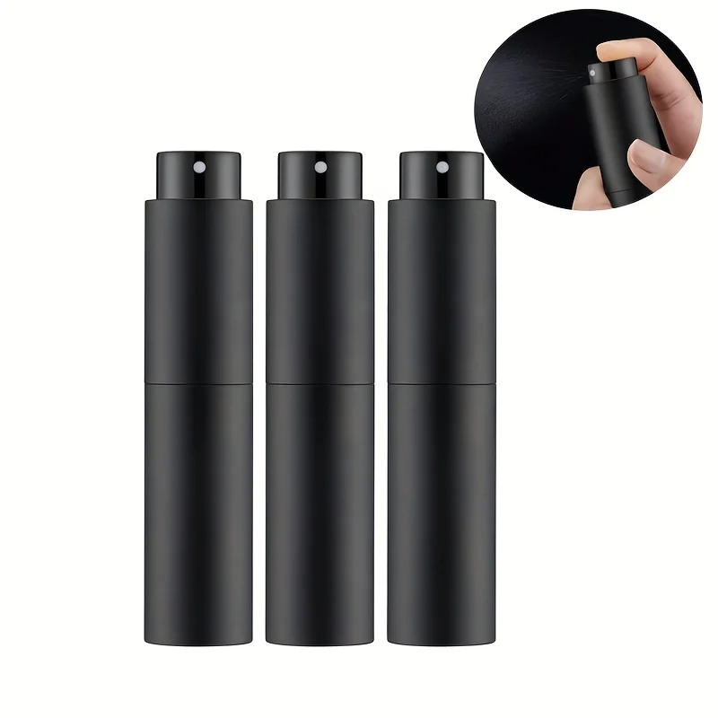 بخاخ عطر للسفر سعة 10 مل، حاوية كولونيا قابلة لإعادة الملء، بخاخ موزع فارغ لحجم بخاخ صغير (أسود