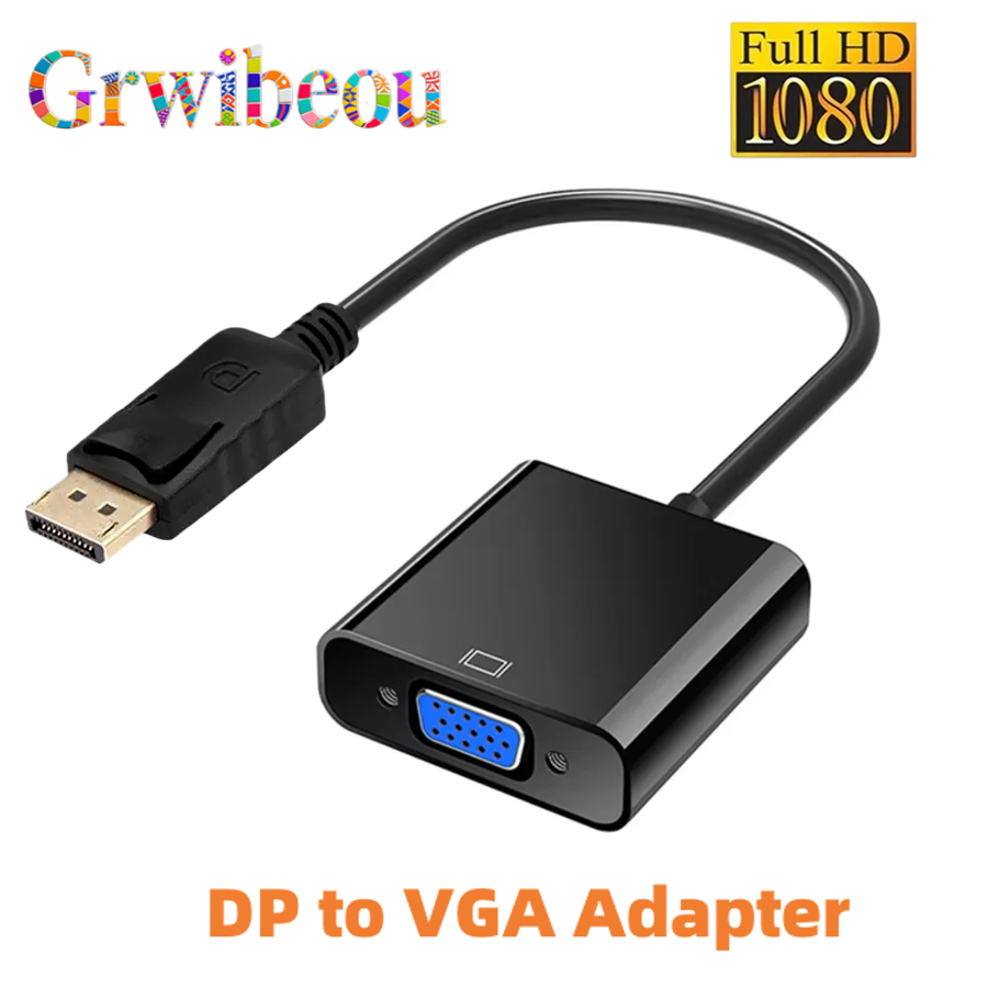 1080 DisplayPort Display Port DP إلى VGA كابل محول ذكر إلى أنثى محول للكمبيوتر الشخصي والكمبيوتر المحمول HDTV مراقب العارض