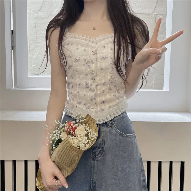 سترة زهرية مثيرة من الدانتيل الفرنسي مع ظهر جميل ملفوف حول ملابس داخلية سترة حلوة بدون أكمام بلون سادة