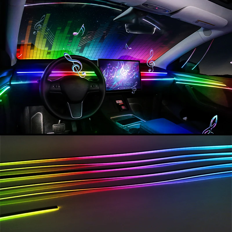 كامل اللون غاسل أضواء السيارة المحيطة RGB 64 لون العالمي LED الداخلية المخفية الاكريليك قطاع سيمفونية جو مصباح
