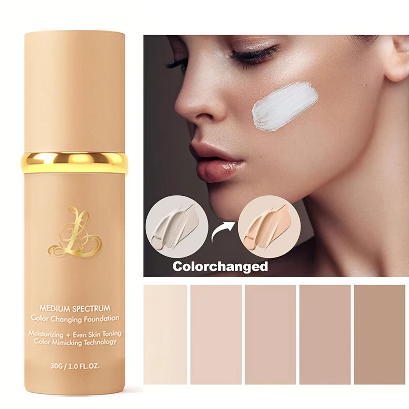 كريم أساس سائل متغير الألوان بأربعة في واحد، مع عامل حماية من الشمس SPF50+ طويل الأمد ولا يزيل المكياج، بدون مسحوق لاصق، مرطب