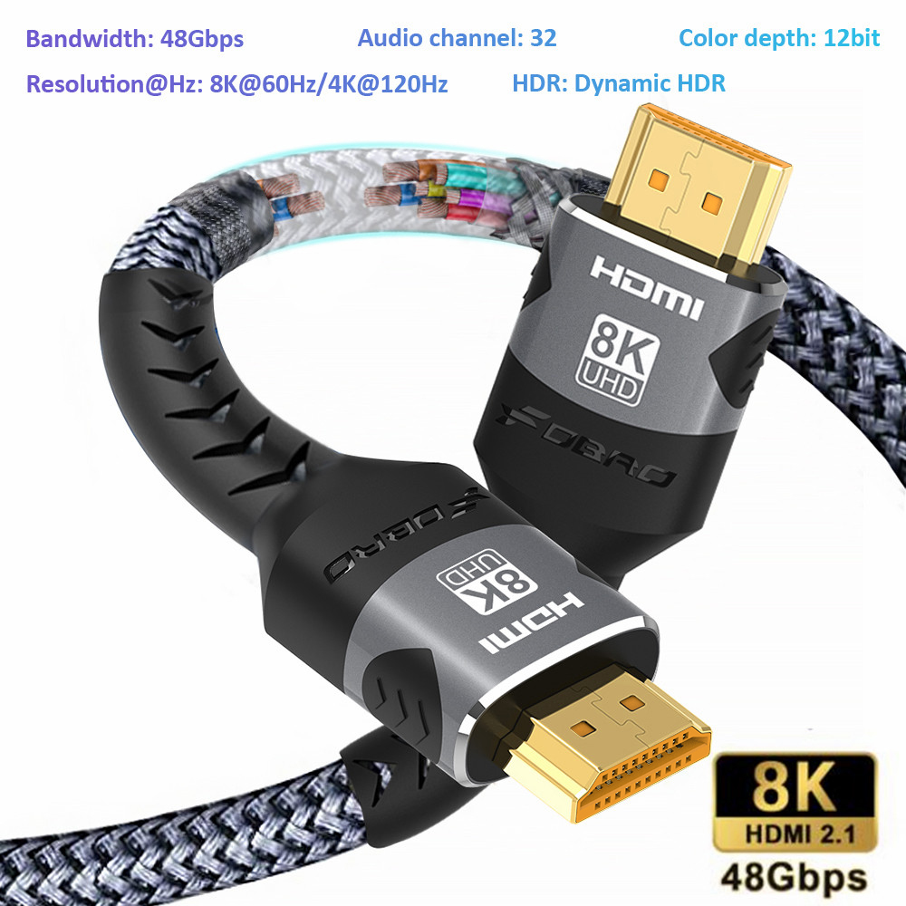 8K HDMI-متوافق كابل 4K @ 120 هرتز 8K @ 60 هرتز HDMI 2.1 كابل 48Gbps محول ل RTX 3080 eARC HDR كابل فيديو الكمبيوتر المحمول صندوق التلفزيون PS5