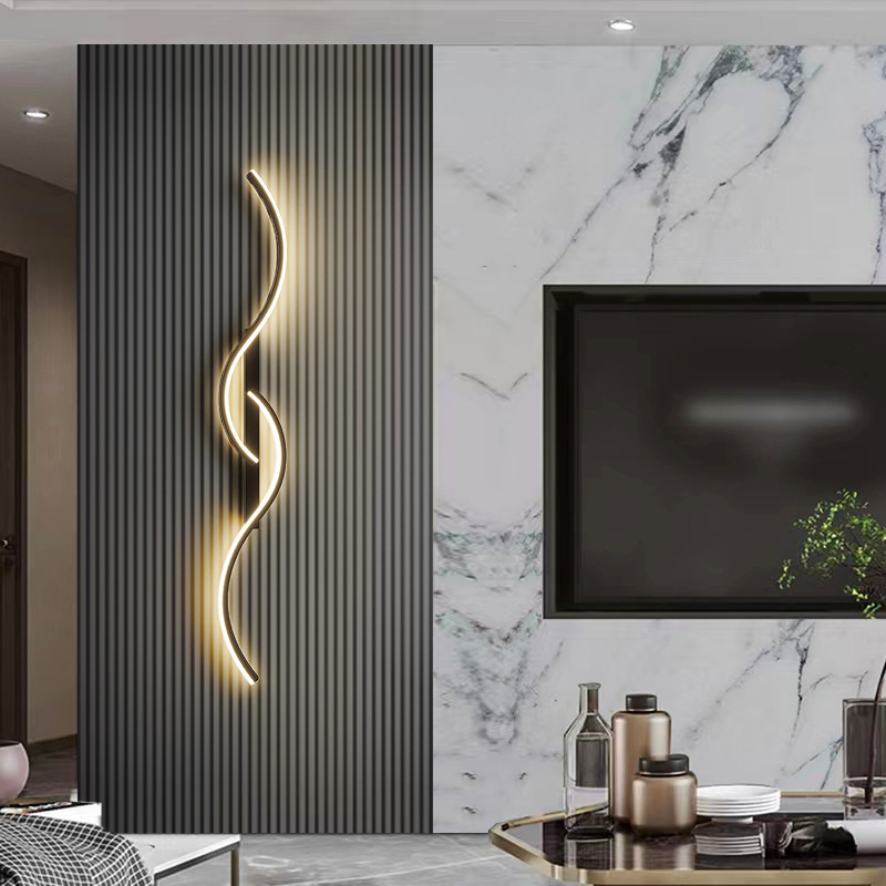 مصباح حائط LED الحديث مصباح LED مينيمалист غرفة نوم مصباح جانبي سرير شريط طويل مصباح حائط غرفة معيشة منزلي إضاءة داخلية