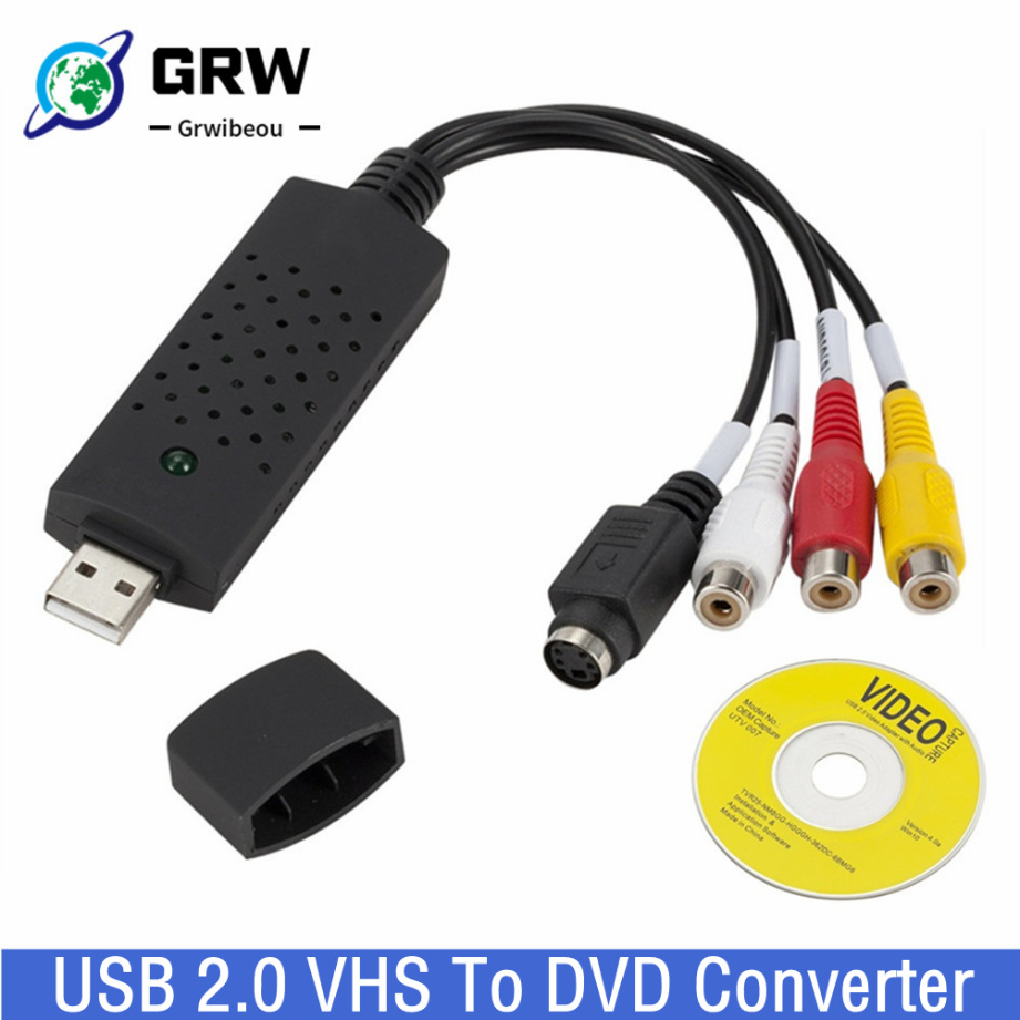 محول USB 2.0 VHS إلى DVD تحويل الفيديو التناظري إلى التنسيق الرقمي الصوتي والفيديو DVD VHS سجل بطاقة التقاط الصوت والفيديو محول الكمبيوتر عالي الجودة