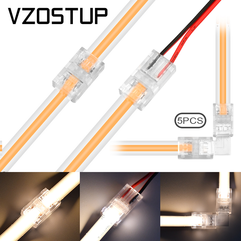 8 مللي متر 10 مللي متر 2pin COB LED قطاع موصل أضواء الشريط L شكل LED موصلات الزاوية ل SMD COB 5050 2835 قطاع ضوء المشابك الثابتة