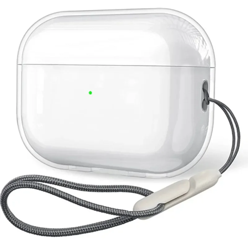 حافظة سماعة أذن من البولي يوريثان الناعم الشفاف لأجهزة Airpods 4 3 2 1 Pro Pro2 Pro 3 مقاومة للصدمات مع حزام الحبل لغطاء علبة شحن Airpods 4