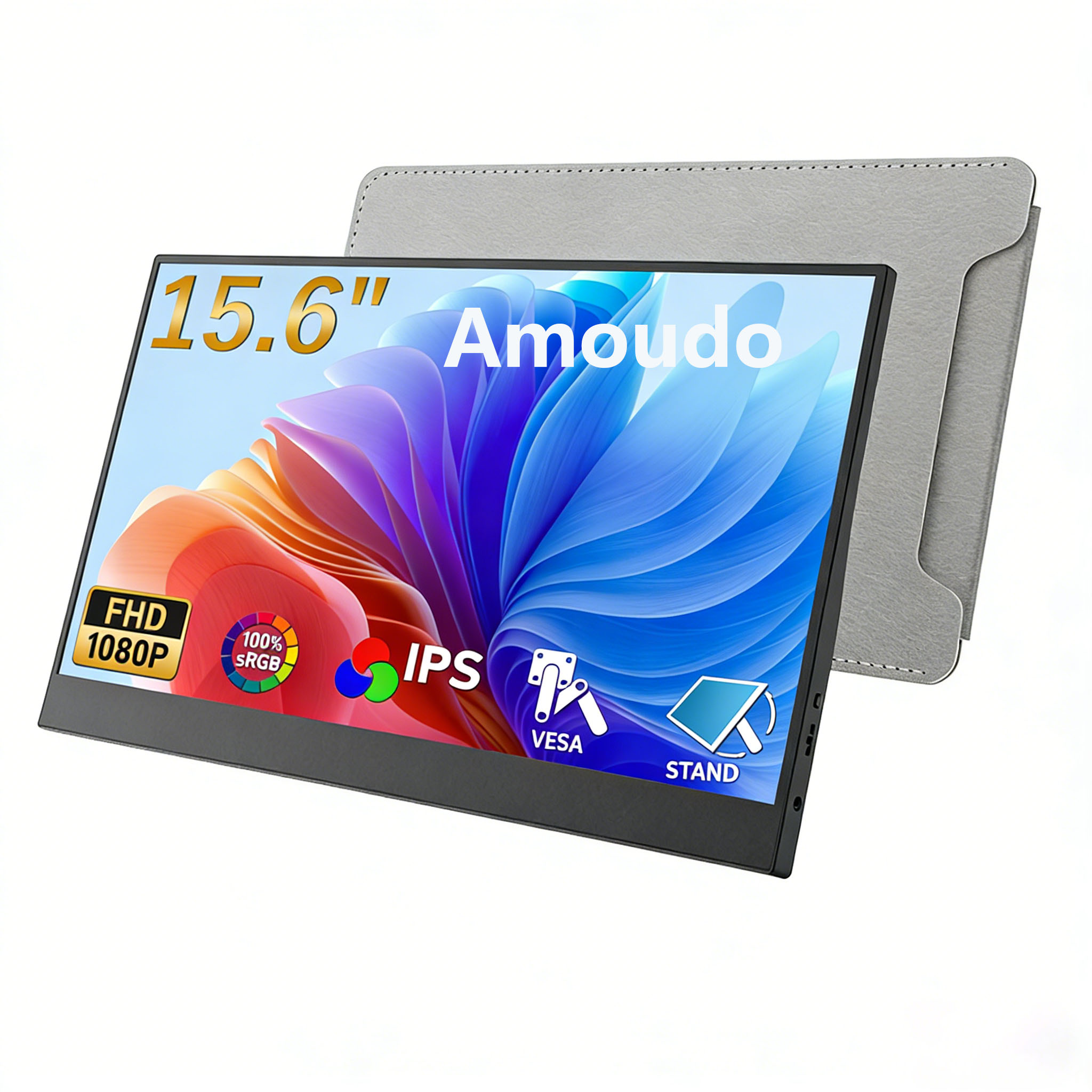 Amoudo 15.6 بوصة شاشة محمولة 1920x1080P تمديد عرض IPS لوحة ال سي دي حامل القلم VESA USBC شاشة HDMI صغيرة للهاتف المحمول